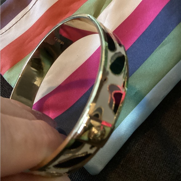 Coach Gold and Black and cream animal print bangle bracelet. - Picture 7 of 16